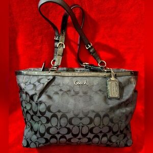 Coach Signature Black Jacquard Canvas Tote/Shoulder Bag